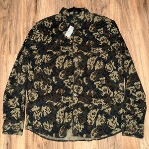 Express Corduroy Camo Long Sleeve Button Shirt - New With Tags